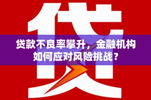 犍为贷款不良率攀升，金融机构如何应对风险挑战？
