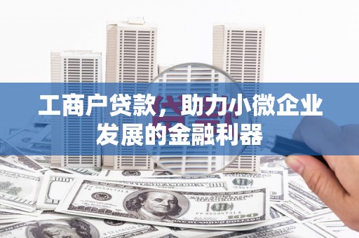 犍为工商户贷款，助力小微企业发展的金融利器