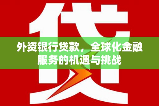 犍为外资银行贷款，全球化金融服务的机遇与挑战
