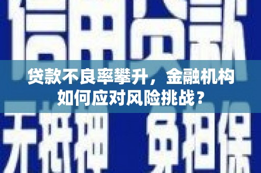 犍为贷款不良率攀升，金融机构如何应对风险挑战？